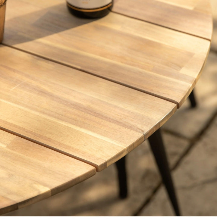 Ponza Round Dining Table Acacia and black metal /Free delivery