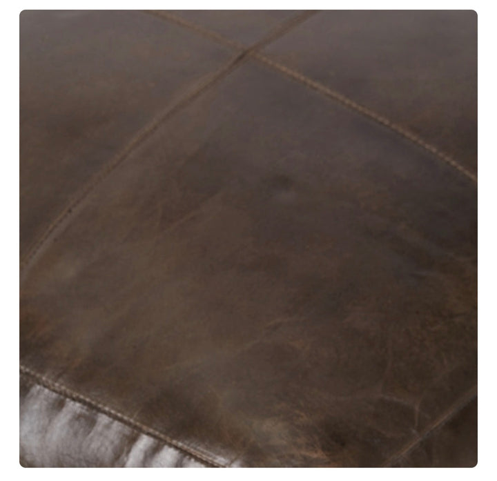 Matteo Peppercorn Leather Square Pouffe