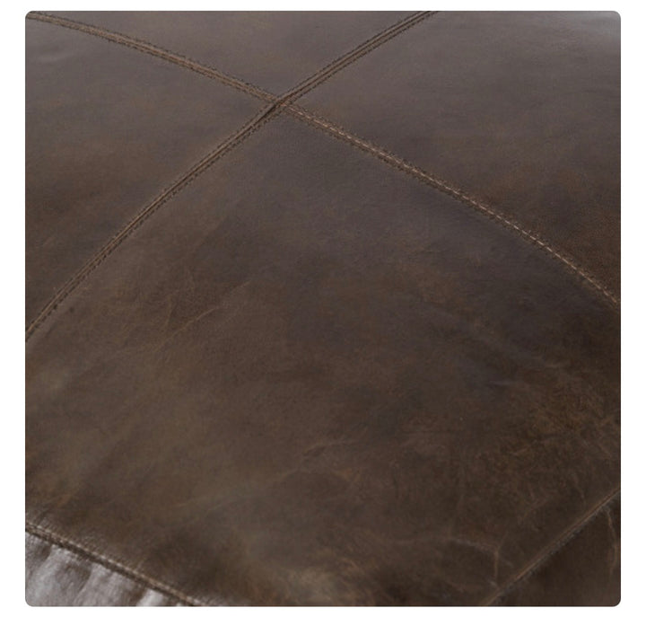 Matteo Peppercorn Leather Square Pouffe