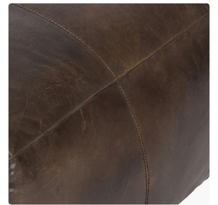 Matteo Peppercorn Leather Square Pouffe
