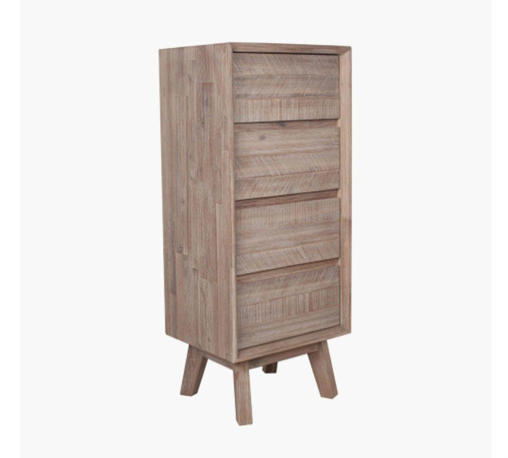 Kalmar Sand Wash Acacia Wood 4 Drawer Tall Unit