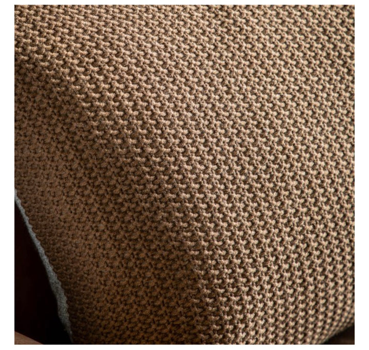 Moss Stitch PomPom Cushion/Brown