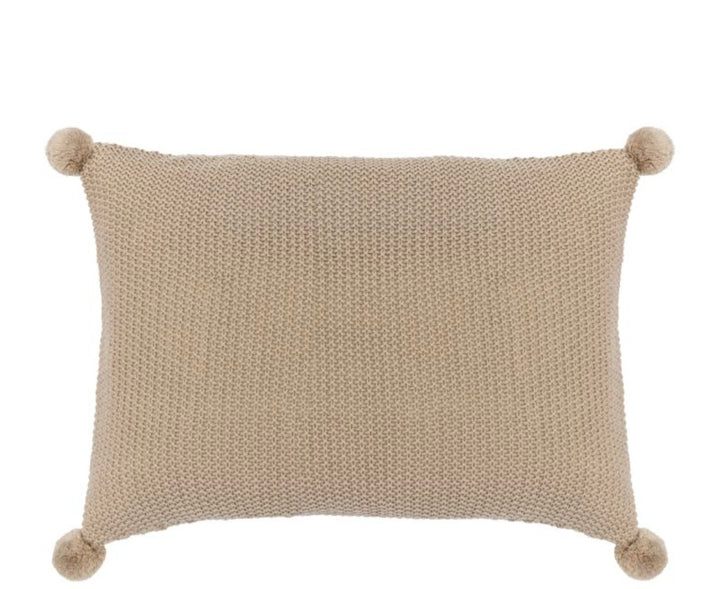 Moss Stitch PomPom Cushion/Cream