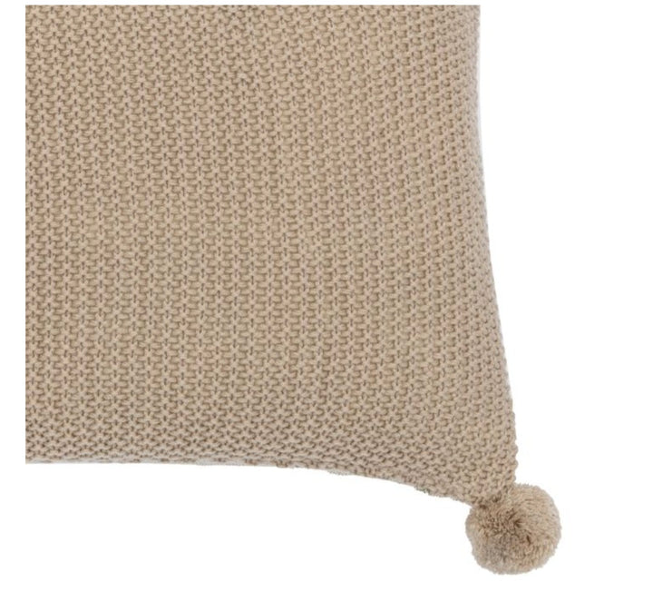 Moss Stitch PomPom Cushion/Cream