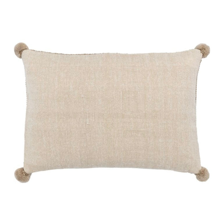 Moss Stitch PomPom Cushion/Cream