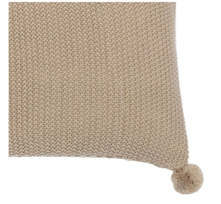 Moss Stitch PomPom Cushion/Cream