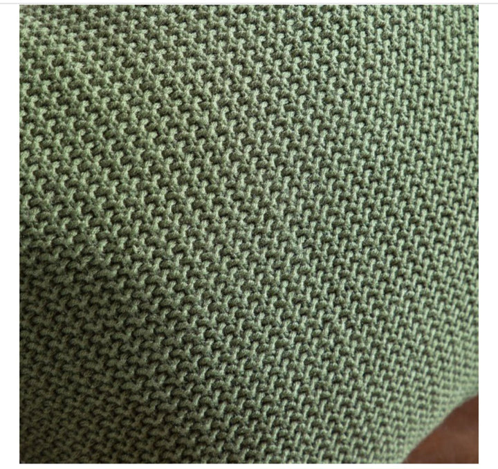 Moss Stitch PomPom Cushion/Green