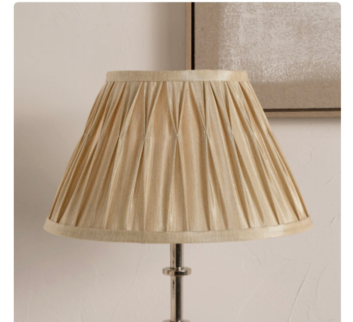 Garbo 45cm Gold Silk Mix Pinch Pleat Tapered Lampshade