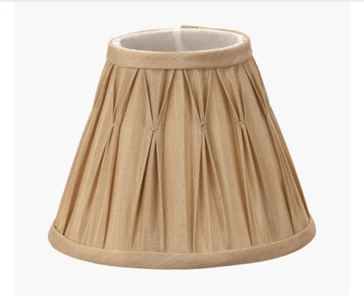 Garbo 15cm Gold Silk Mix Pinch Pleat Tapered Candle Clip Lampshade