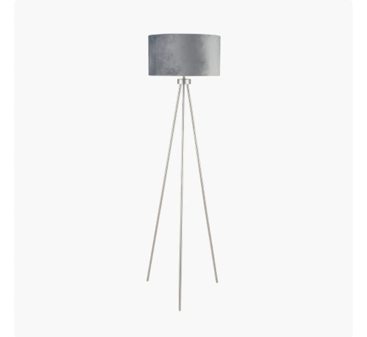 Houston Brushed Silver Metal Tripod Floor Lamp 159cm