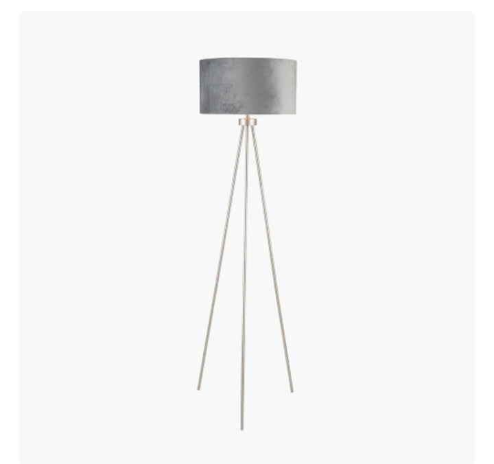 Houston Brushed Silver Metal Tripod Floor Lamp 159cm