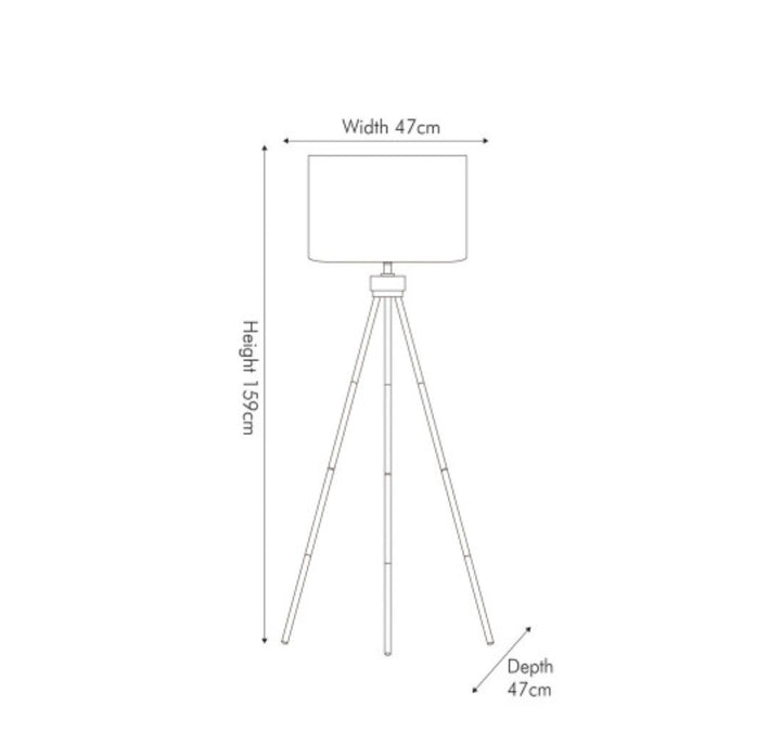 Houston Brushed Silver Metal Tripod Floor Lamp 159cm