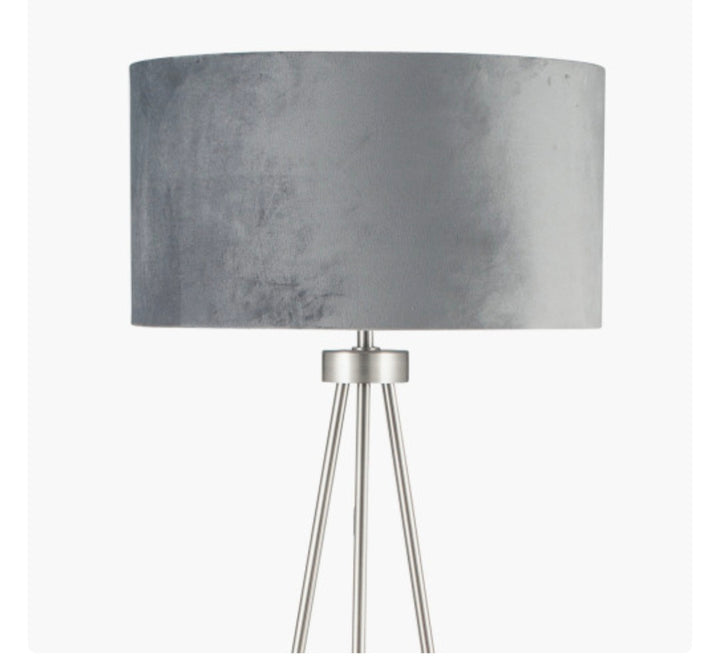 Houston Brushed Silver Metal Tripod Floor Lamp 159cm