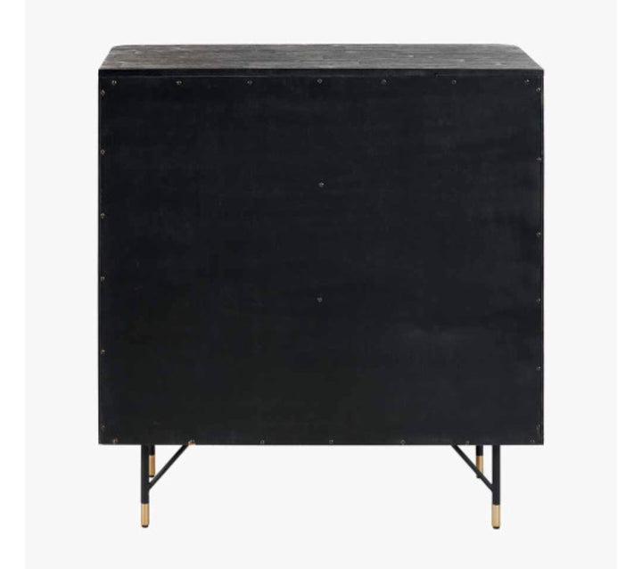 Fiji Black Acacia Wood and Natural Rattan 4 Drawer Unit