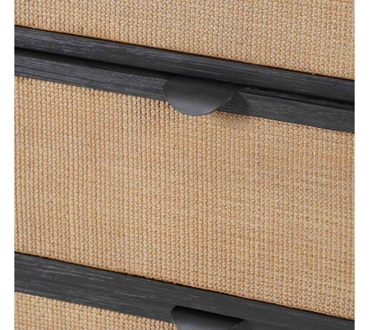 Fiji Black Acacia Wood and Natural Rattan 4 Drawer Unit
