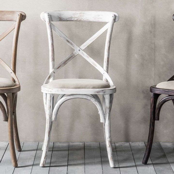 Distressed White Café Chair x 2
