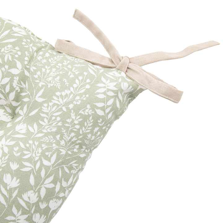 Sage Floral Reversible Seat Pad 2pk