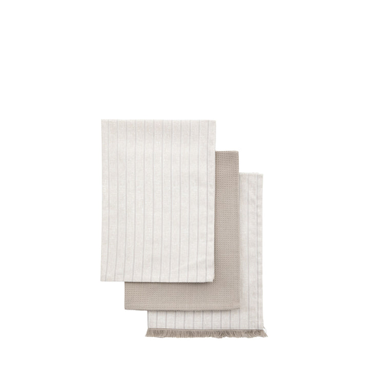 Natural Stripe Tea towel 3pk