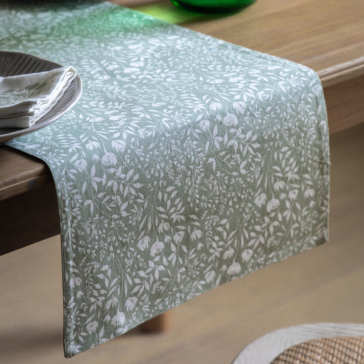 Sage Floral Table Runner