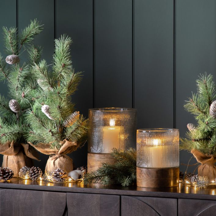 Mixed Cone and Cotton Garland with LED x20