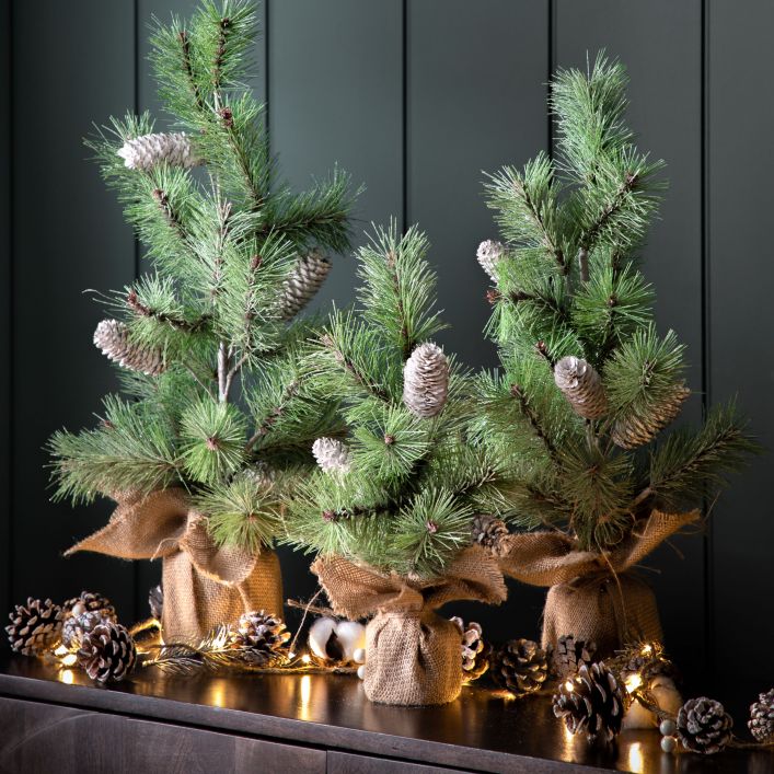 Mixed Cone and Cotton Garland with LED x20