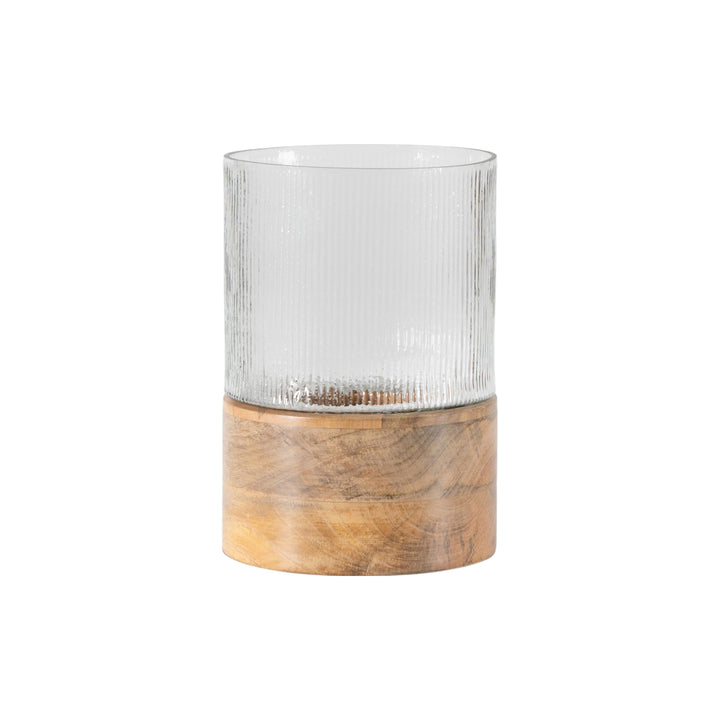 Mango Wood Base Hurricane Lamp
