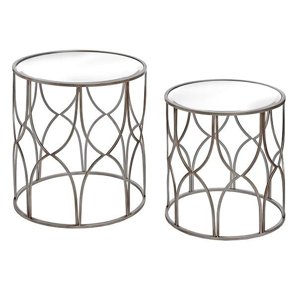 Lattice Detail Side Table (Set of Two) | Silver - Home Pieces