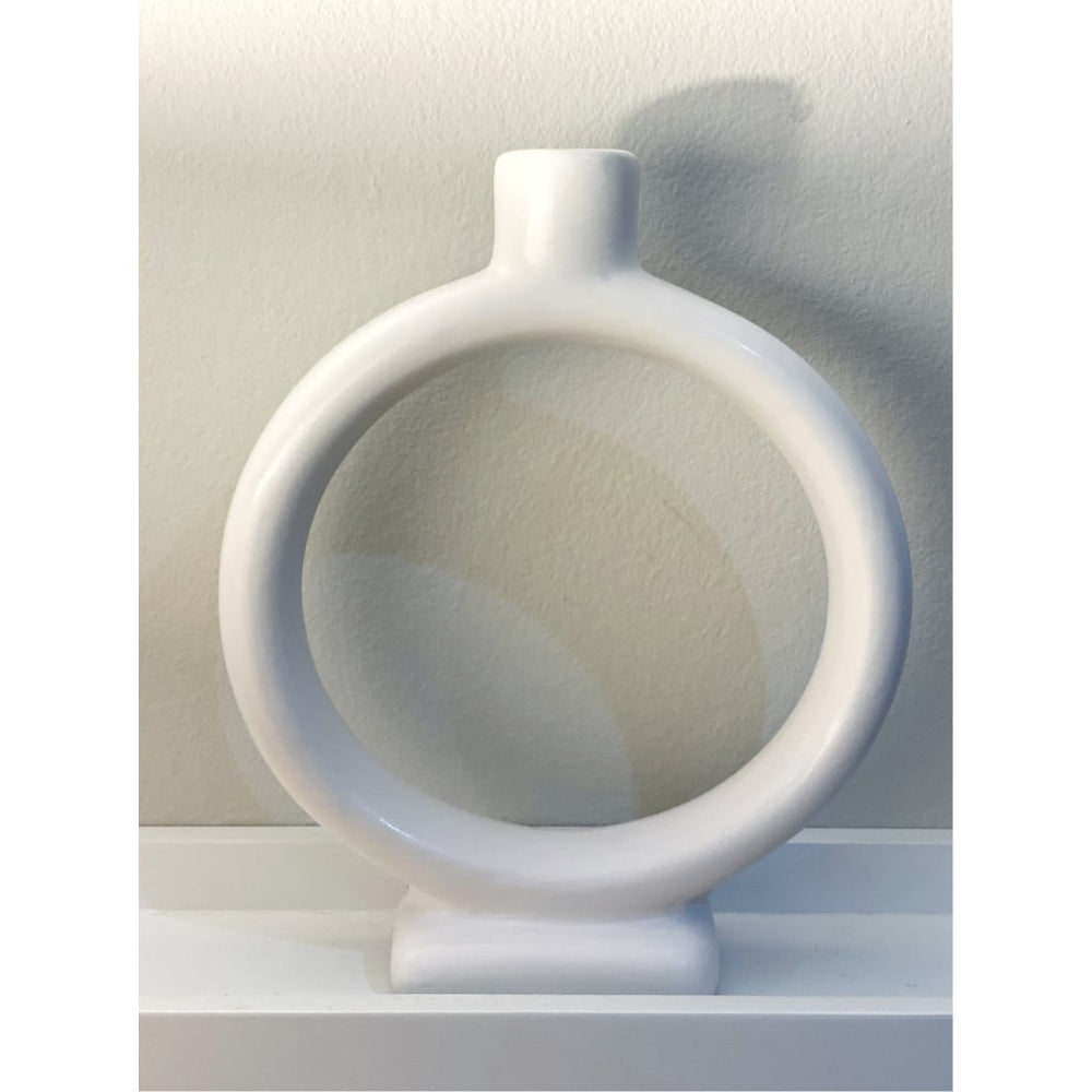 Circle candle modern holder - White