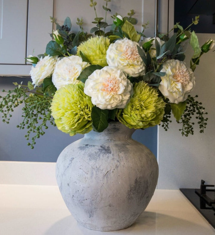 Darcy Antique White stone vase