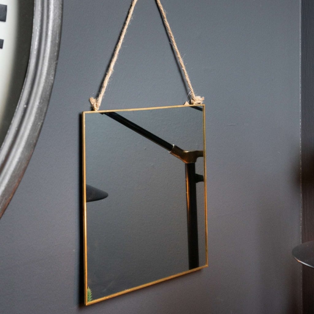 Gold Edged Square Hanging Wall Mirror