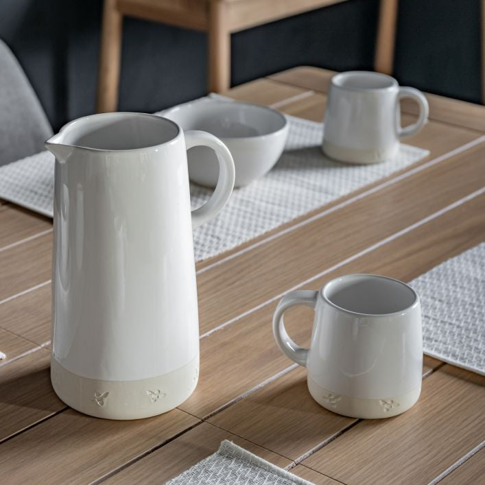 Stoneware Bee Jug White