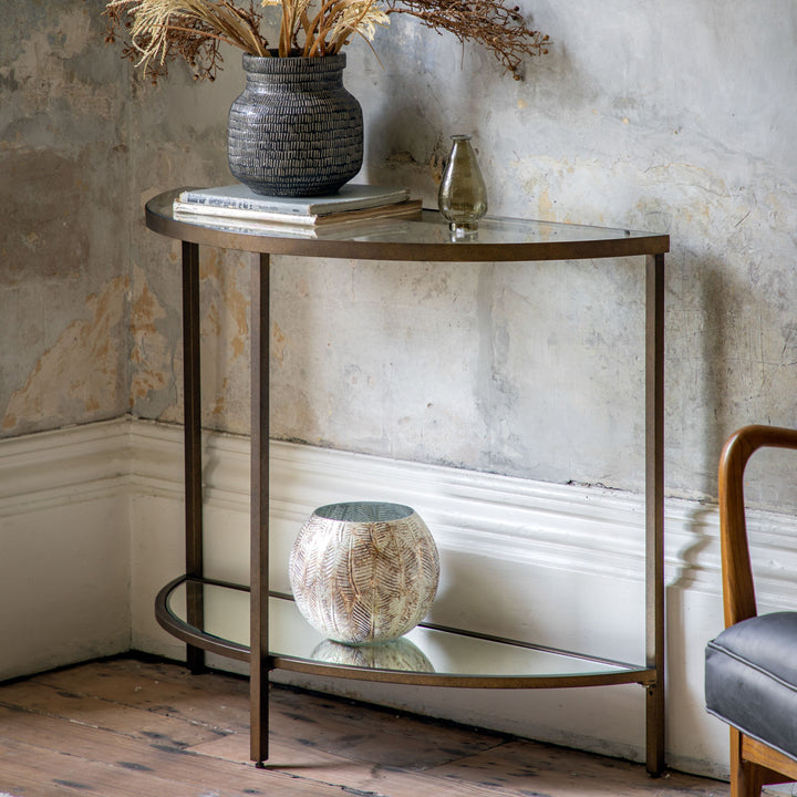 Hudson Demi Lune Bronze Table