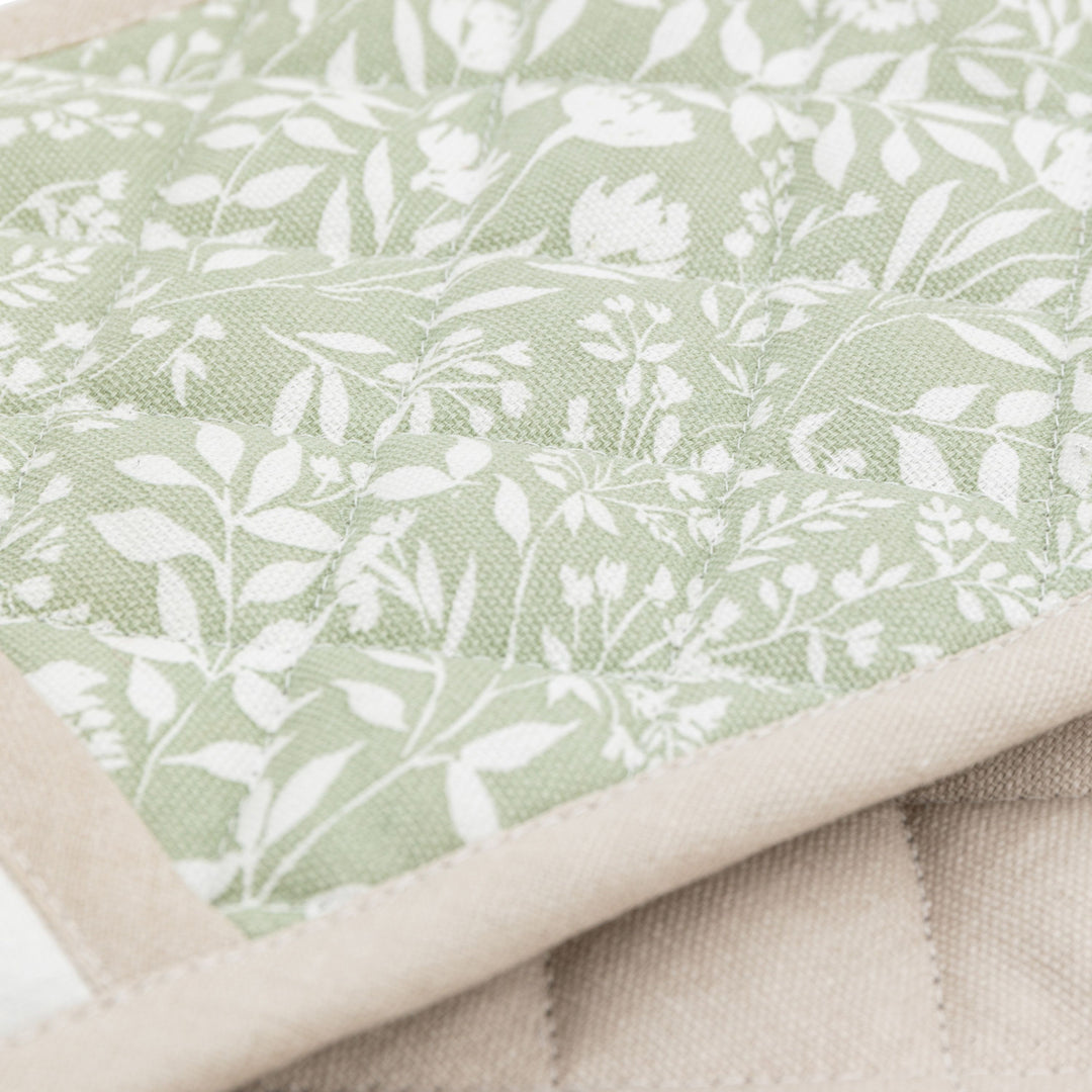 Sage Floral Oven Glove
