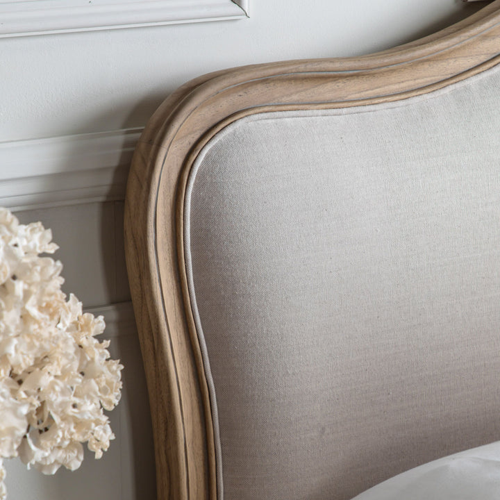 Weathered Solid Wood French Chic King Linen Upholstered Bed
