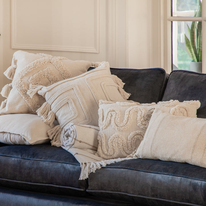Neutral Woven Bobble Throw