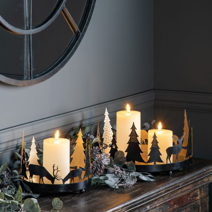 White Luxury LED Rustic Candle Set Of 3