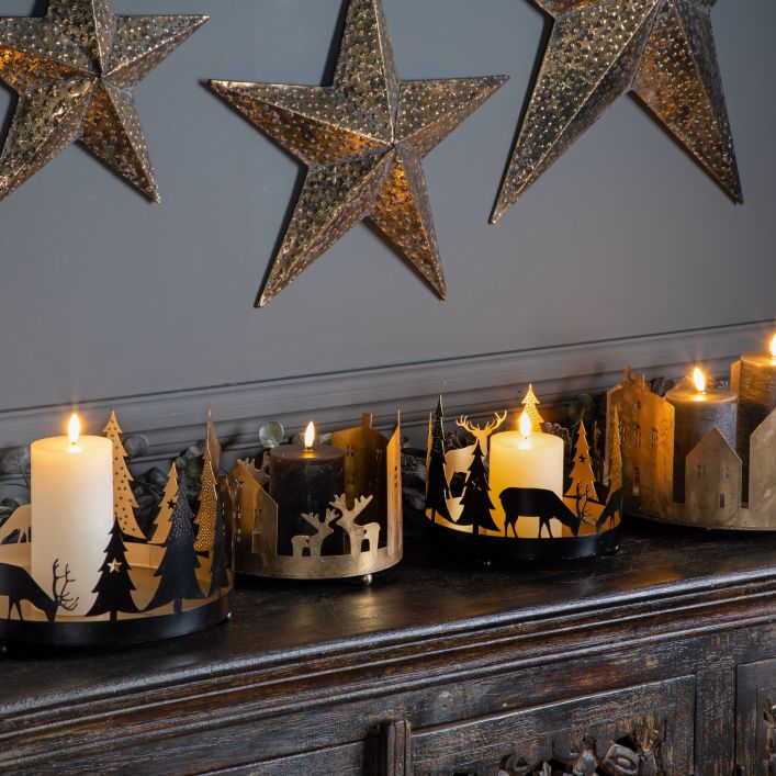 White Luxury LED Rustic Candle Set Of 3