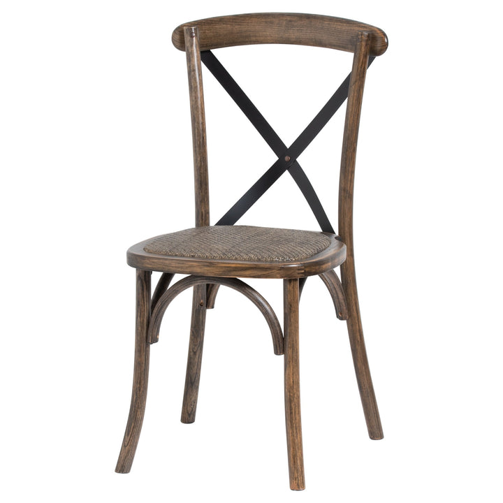 Cross Back Oak Dining Chair x 2