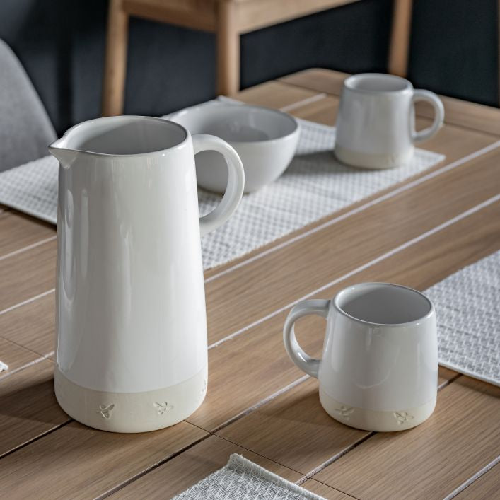 Stoneware Bee Jug White