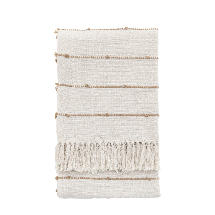 Neutral Woven Bobble Throw