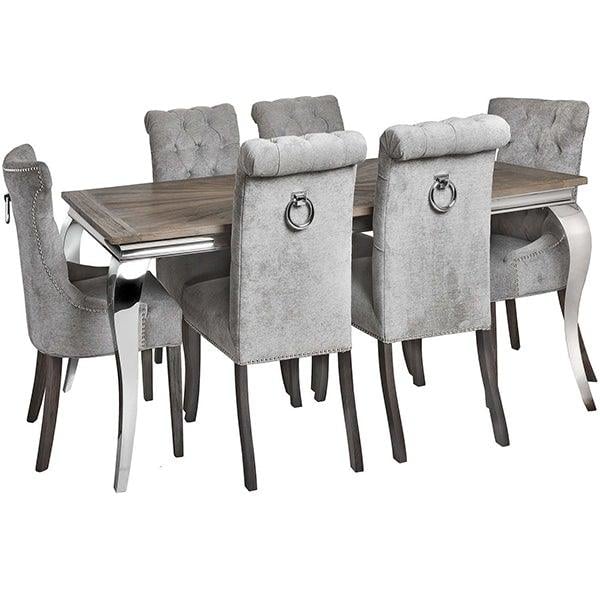 Roll Top Dining Chair With Ring Pull | Silver - Home Pieces