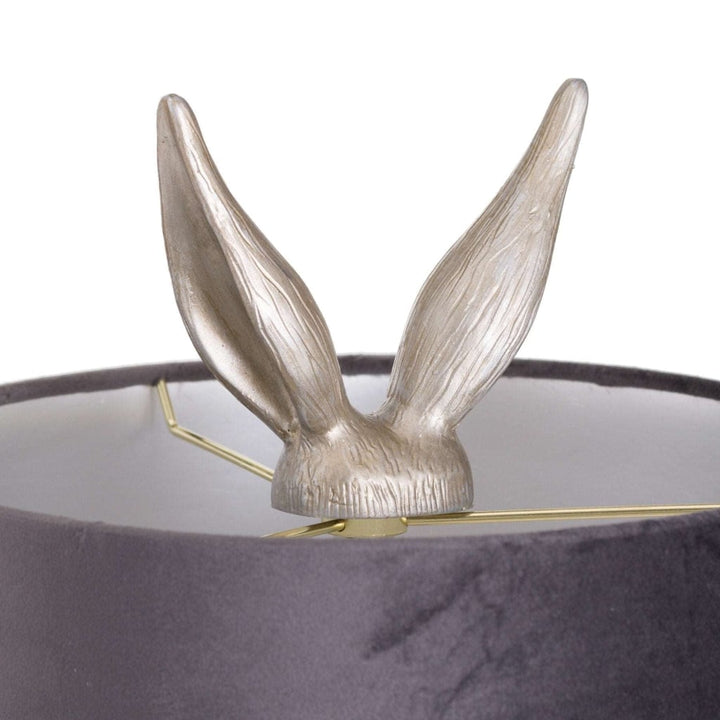 Silver Hare Table Lamp With Grey Velvet Shade - Lighting