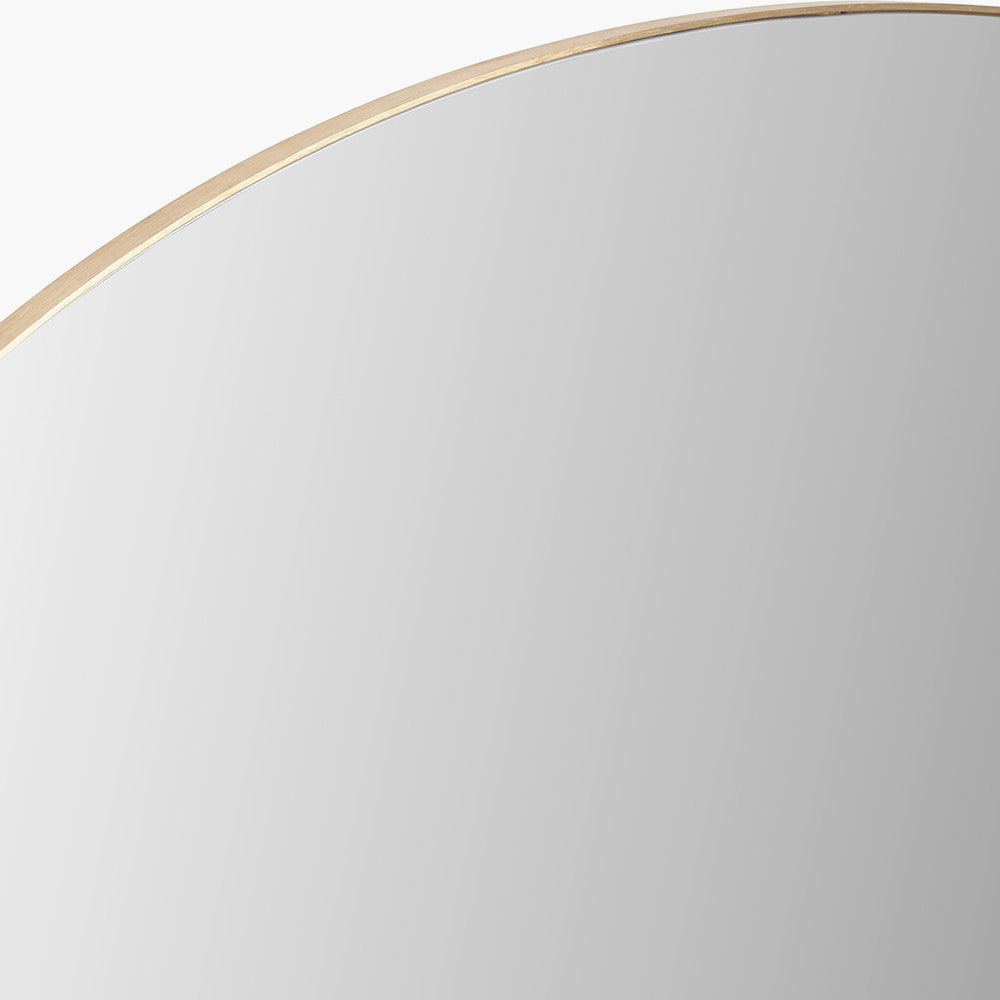 Brushed Gold Metal Slim Frame Wide Arch Wall Mirror