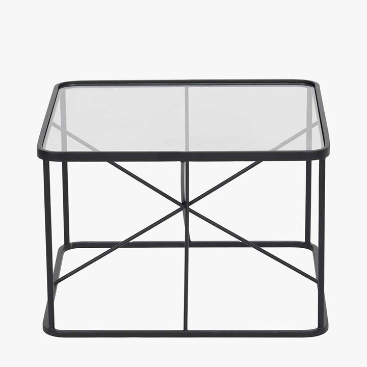 Roxy Glass and Black Metal Coffee Table