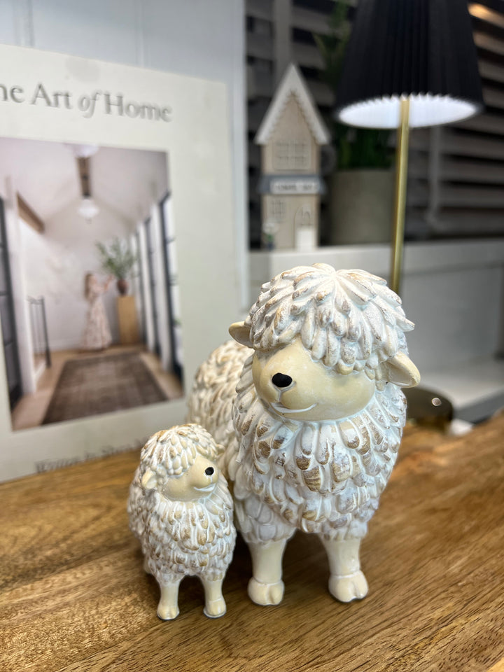 Bella the White Shaggy Sheep & Her Lamb Ornament