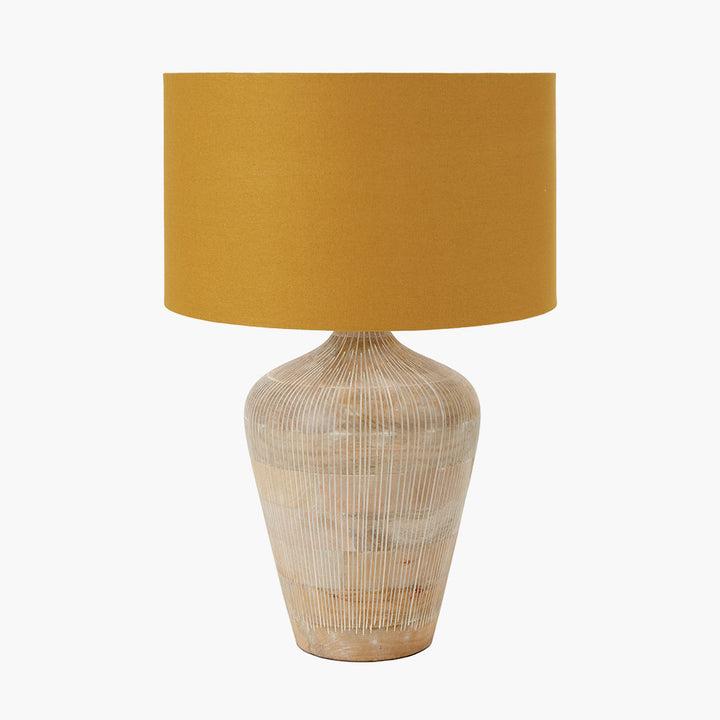 Taika White Wash Textured Wood Table Lamp Base