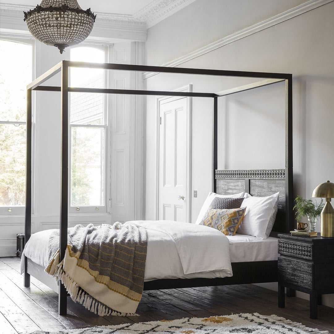 Black Boho 4 Poster Bed | Super King