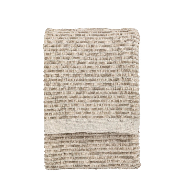 Natural Side Fringe Throw Cream