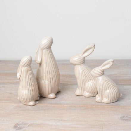 Natural Ribbed Bunny, 10cm