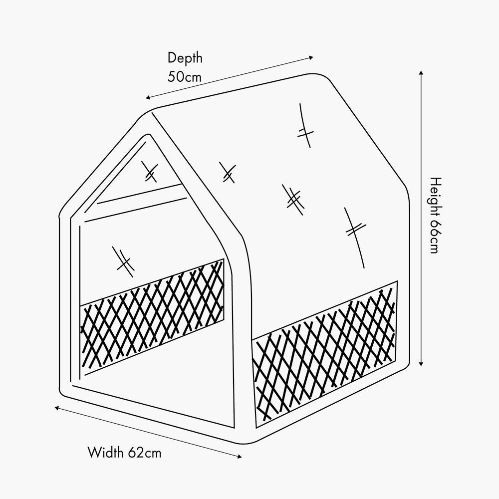 Grey Rattan House Dog Basket